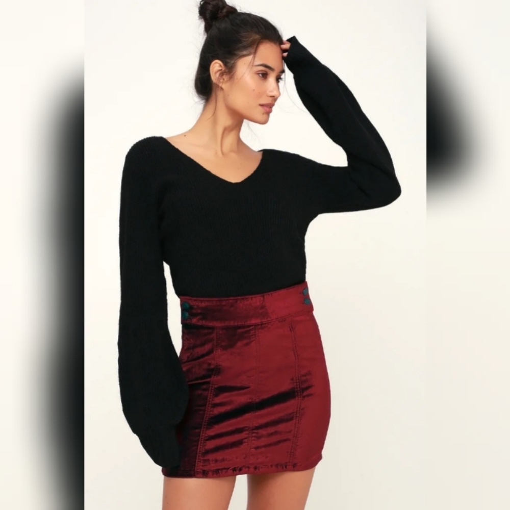 Free People Retro Mini Velvet Skirt